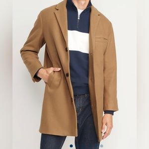 Soft-Brushed Button-Front Topcoat for Men. Medium